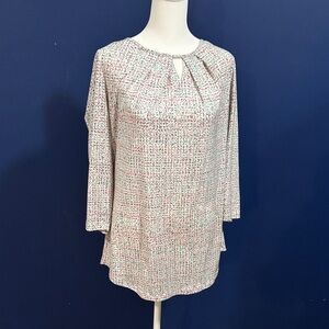 Liz Claiborne Multicolor Keyhole Blouse
